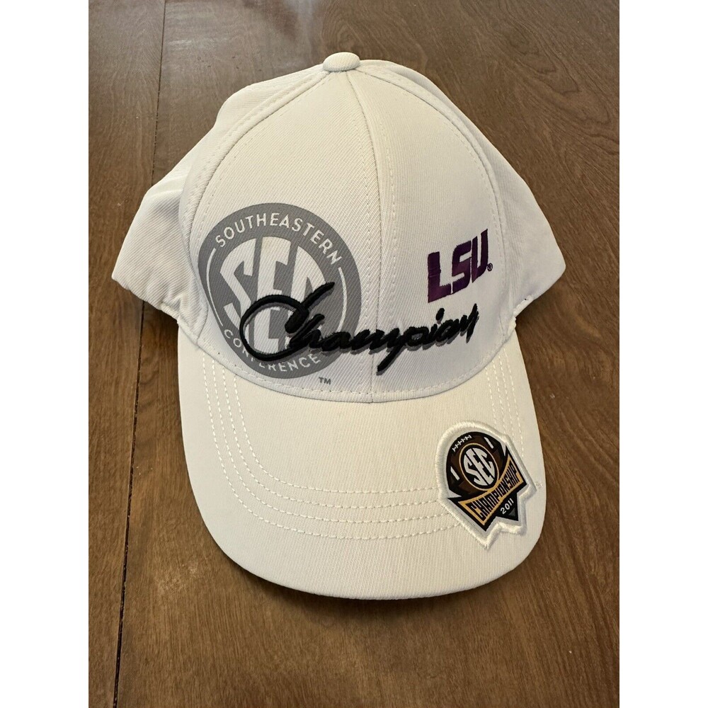 LSU Tigers Hat SEC Championship 2011 White Purple Top Of The World SnapBack